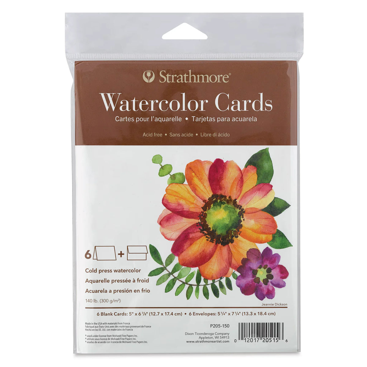 Strathmore 400 Series Watercolor Cards and Envelopes  Announcement Size 31/2 x 47/8 Pack of 6
