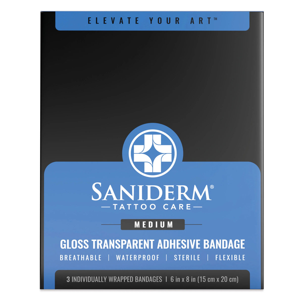 Saniderm Original Tattoo Bandage  Gloss 6 x 8 Pkg of 3