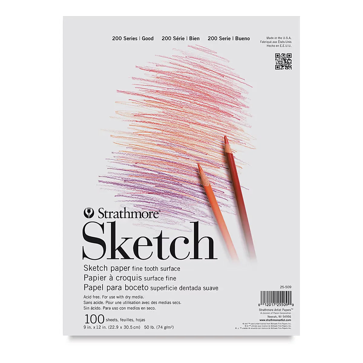 Strathmore 200 Series Sketch Pad  9 x 12 Tape Bound Top 100 Sheets