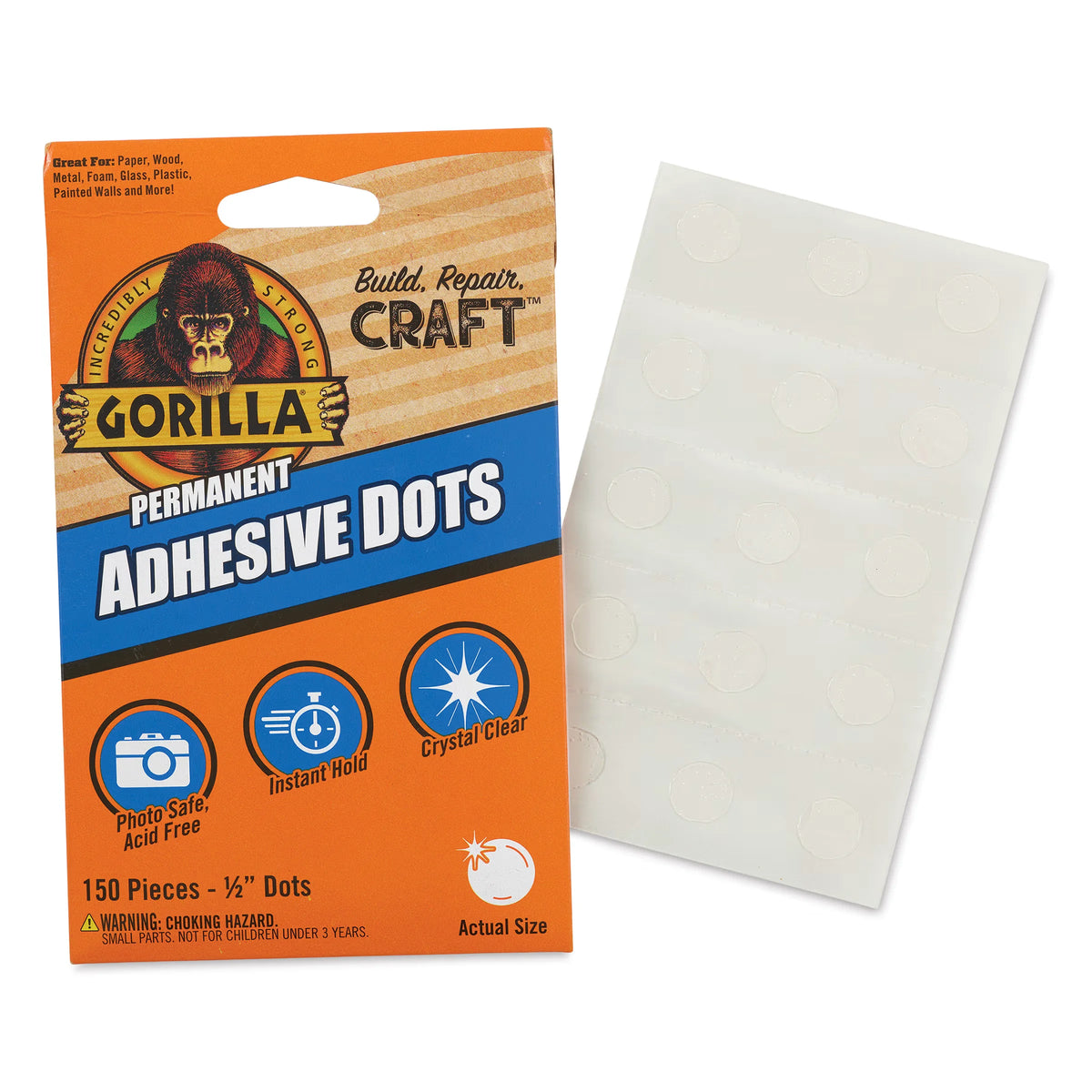 Gorilla Permanent Adhesive Dots  Pkg of 150 1/2