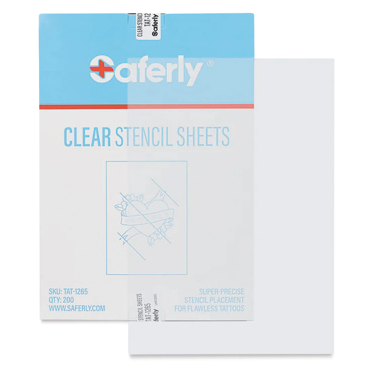 Saferly Tattoo Stencil Sheets  81/2 x 11 Clear Pkg of 200
