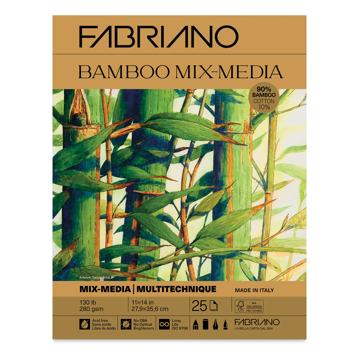 Fabriano Bamboo Mixed Media Paper Pad  51/2 x 81/2 130 lb 25 Sheets
