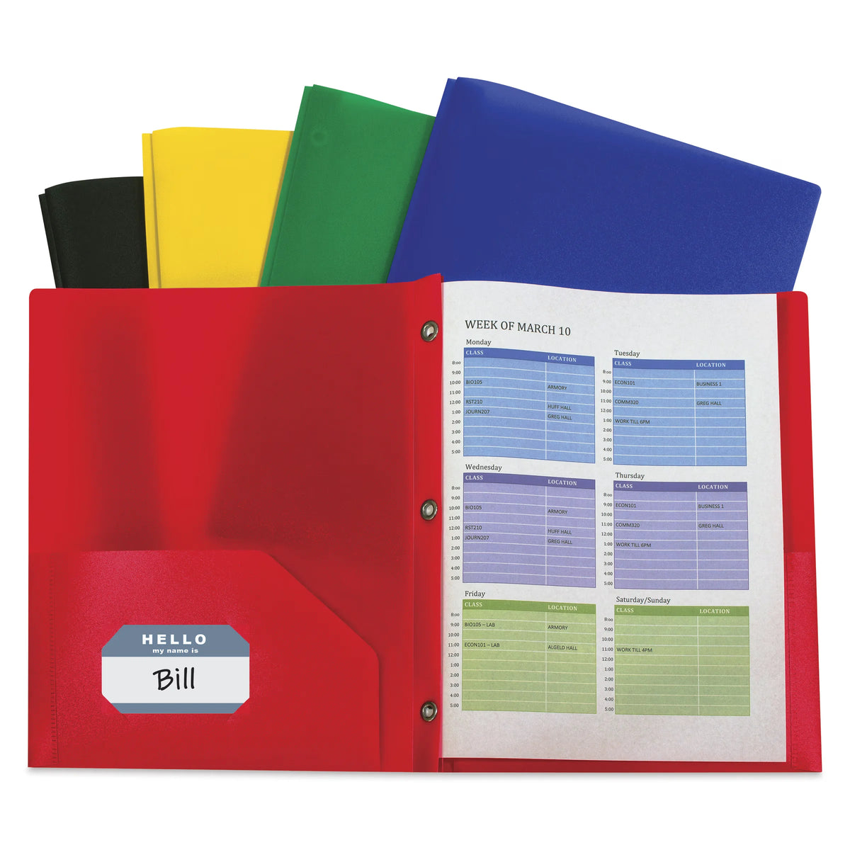C Line TwoPocket Folder with Prongs  Assorted 81/2 x 11 Pkg of 10