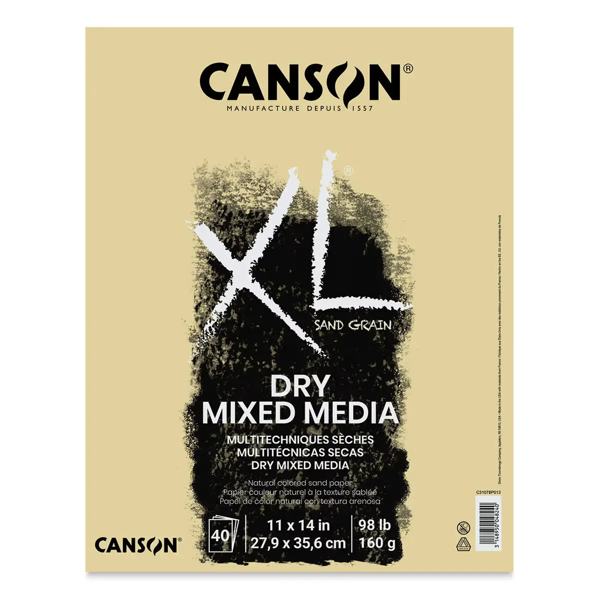 Canson XL Sand Grain Dry Mixed Media Pad  9 x 12 Gray