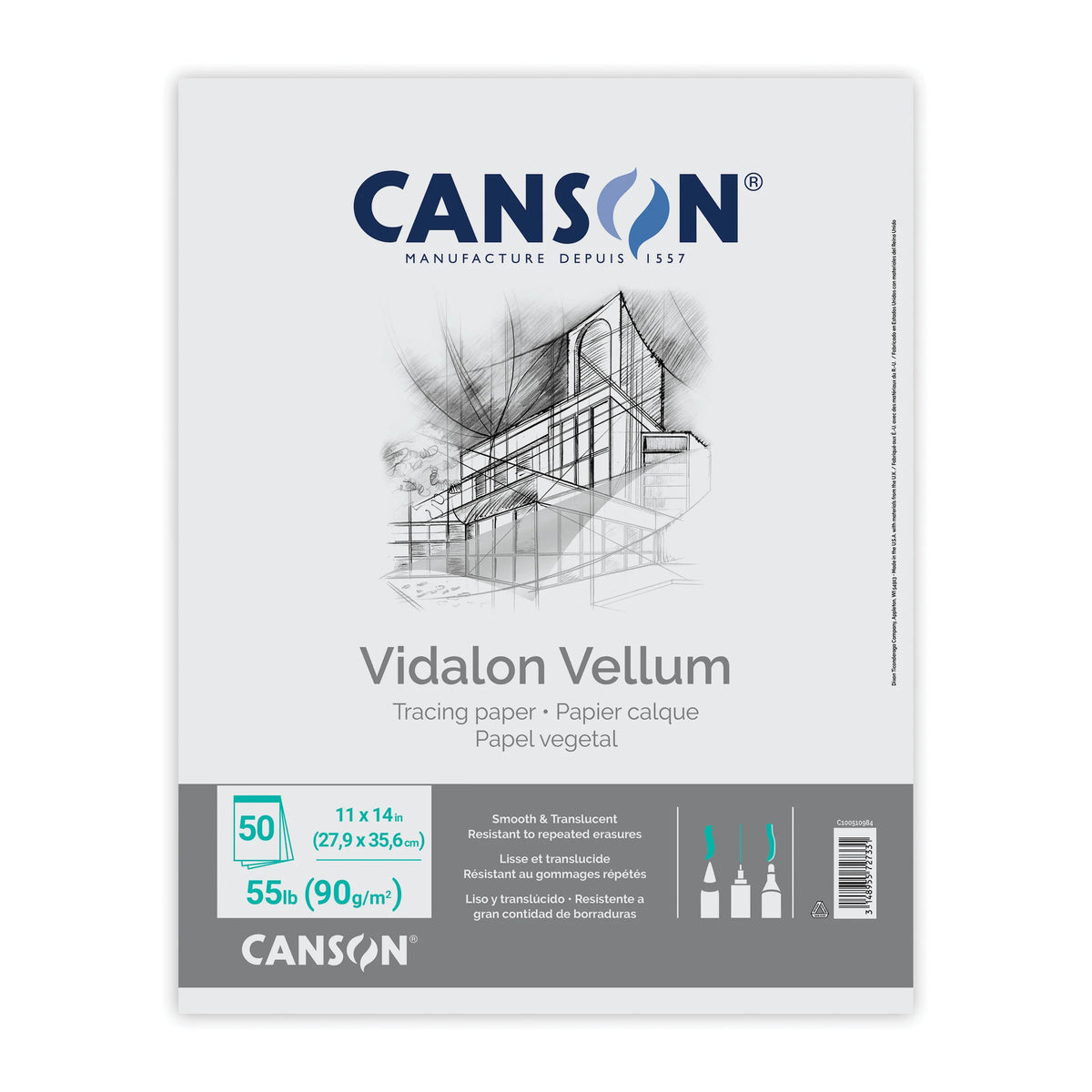Canson Vidalon Vellum Pad  9 x 12 50 Sheets