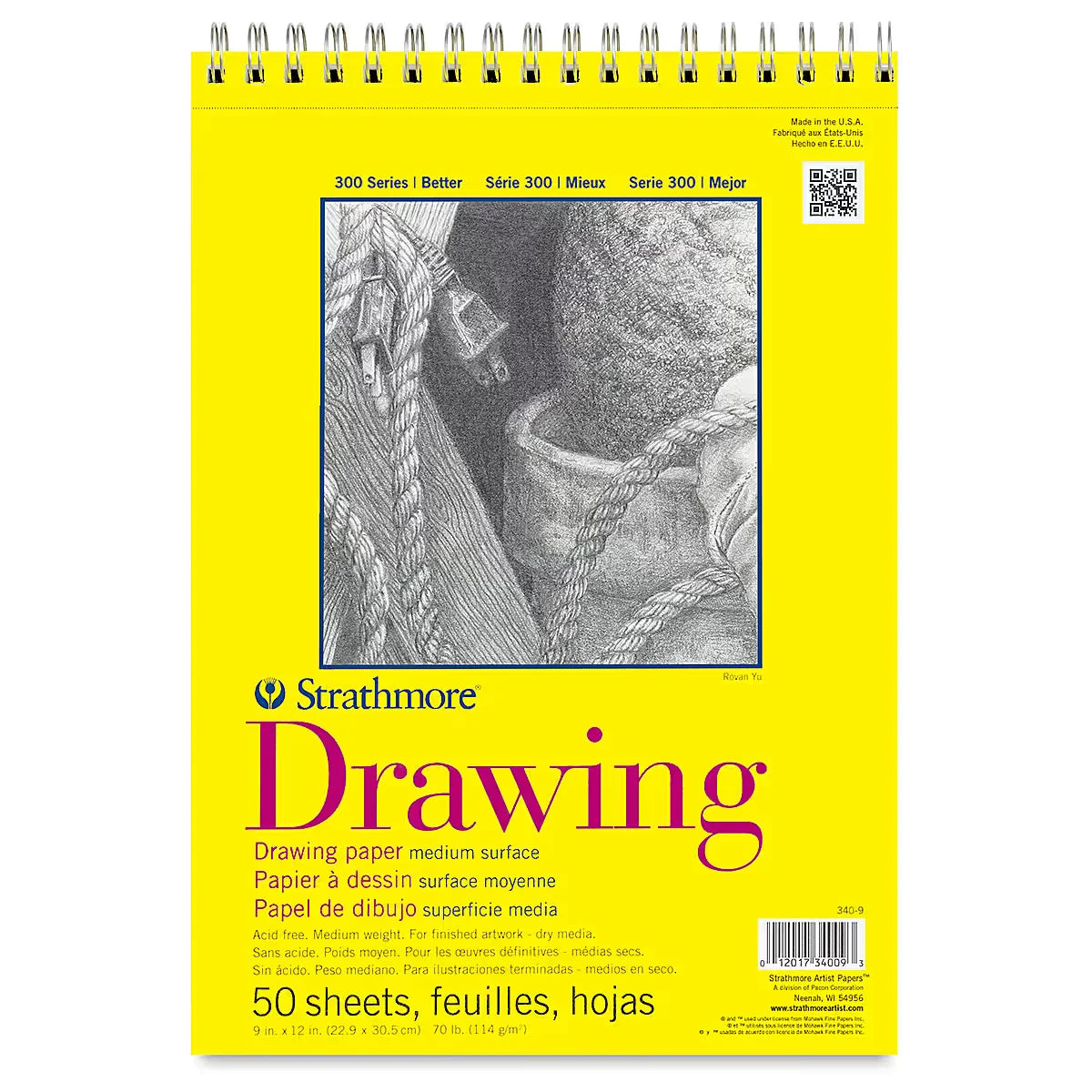 Strathmore 300 Series Drawing Pad  9 x 12 Wire Bound 50 Sheets