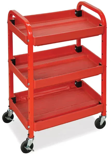 Luxor Mobile Cart  Compact AdjustableHeight Utility Cart Red